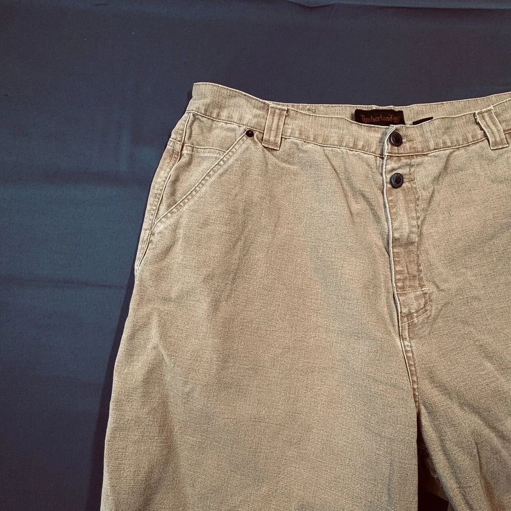 Timberland Mens‎ Canvas Carpenter Shorts Tan Khaki Cotton Relaxed Fit 36 Waist
